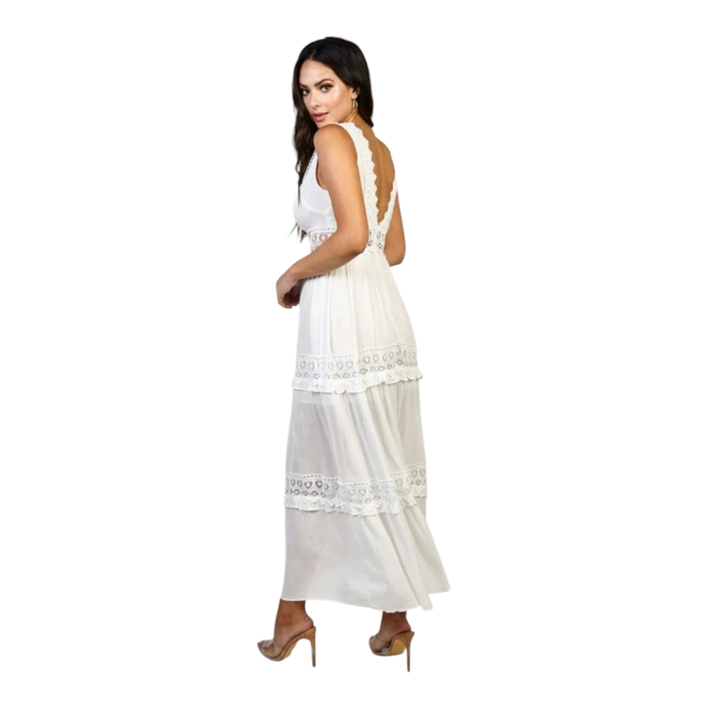 EDITE MODE Elegant White Sleeveless Maxi Dress - Picture 4 of 5